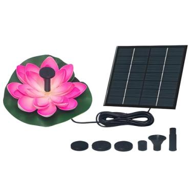 Imagem de LUMINFLY Fonte solar flutuante de lótus para jardim ao ar livre, recurso de água de silicone monocristalino movido a energia solar com bicos versáteis, ideal para banhos de pássaros