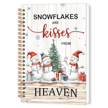 Imagem de TWRVI Caderno espiral de boneco de neve de Natal, diário de inverno pautado na faculdade para material de escritório escolar, presentes de boneco de neve para mulheres, cadernos de diário 14 x 21 cm