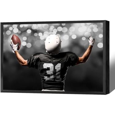 Imagem de Arte de parede em tela de atleta de rúgbi, pôster de futebol americano, celebração da vitória, sob os holofotes, pintura para sala de estar, quarto, apartamento, academia, decoração de parede 30,5 x