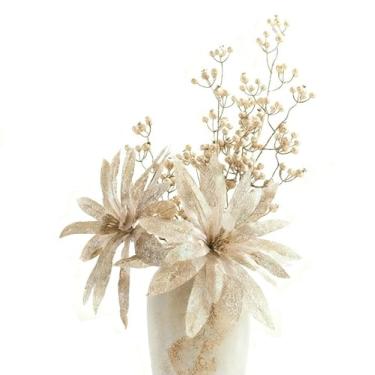 Imagem de Youshe Poinsétia artificial de flores de Natal de 33 cm e palhetas longas de frutas vermelhas com glitter, 2 peças, enfeites de árvore de Natal, vasos de flores para guirlanda de Natal, decoração de