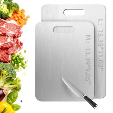 Imagem de Tábua de corte de titânio Tavano, tábuas de corte de titânio para cozinha, tábua de corte dupla face disponível para legumes, carne, frutas, fácil de armazenar e limpar (M+L)