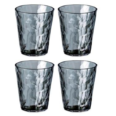 Imagem de koziol Superglas Club No. 1 Pacote com 4 copos de água de plástico cristalino 250 ml Luxo inquebrável reutilizável festa acampamento copo de água conjunto de 4 (cinza transparente)