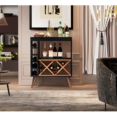 Imagem de Aparador Buffet Multiuso com Adega/Cantinho do Café/Sala/Cozinha/Recepção/Decoração Retrô (PRETO NATURE)