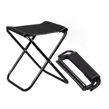 Imagem de Banqueta Dobrável cadeira de pesca leve piquenique cadeira de acampamento dobrável pano(Preto)