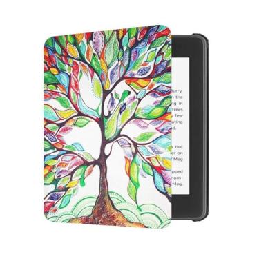 Imagem de Akacy Padrão pintado com capa de alça para Kindle Paperwhite de 6,0 polegadas 10ª geração lançada em 2018 (Modelo: PQ94WIF) Capa protetora de couro PU (15)