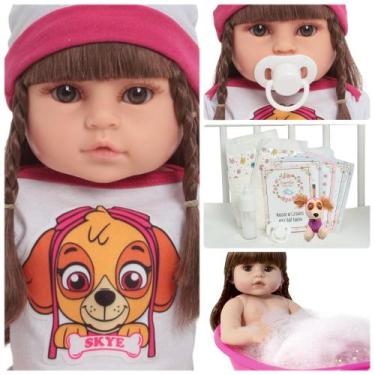 Imagem de Bebe Reborn Recém Nascida Cabelo Castanho Pode Molhar - Cegonha Reborn