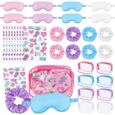 Imagem de YLOLUL 16 Peças De Suprimentos Para Festa Do Pijama De Spa Para Meninas, Maquiagem, Lembrancinhas De Festa Com Elásticos De Cabelo, Bolsas De Cosméticos Transparentes, Máscaras Para Os Olhos, Tatua