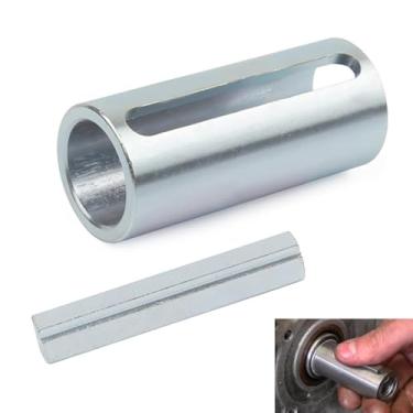 Imagem de CyperFair Manga do eixo da manivela da polia do motor do carro, adaptador de eixo de aço inoxidável de 3/10.2 cm a 2.5 cm com chave W/STEP, bucha de polia de suporte estabilizador, componente de