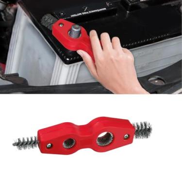 Imagem de Lyxheth Escova de limpeza de bateria de carro 4 em 1, limpador de terminal de bateria de carro, limpador de bateria automática antiferrugem com fio de aço, ferramenta de limpeza de bateria, acessórios
