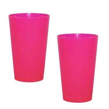 Imagem de Kit 2 Copos Cancun Rosa Neon 320Ml Plástico Premium - Bb Store
