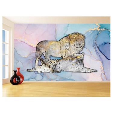 Imagem de Papel De Parede Animais Pop Art Familia Leões 3,5M Pxa386 - Você Decor
