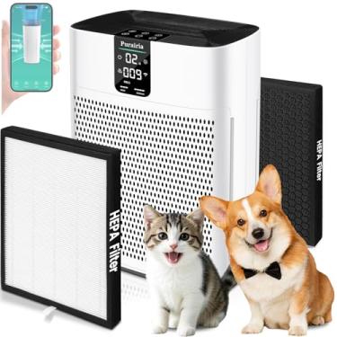 Imagem de Purairia Purificador de ar para casa, quarto, sala grande de até 2400 pés², purificador de ar HEPA 15dB, modo de sono silencioso. Purificadores de ar inteligentes com aplicativo para pelos de animais