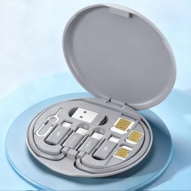 Imagem de Kit adaptador de carregador multiUSB, USB C para dispositivo iOS/tipo C/Micro/USB A. Transferência de dados contém compartimento para cartão (cinza)