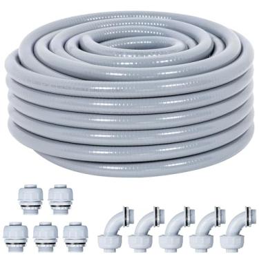 Imagem de Neoaider Kit de conduíte e conector de 1,5 m (3/10.2 cm), conduíte elétrico flexível não metálico, com 5 conexões retas e 5 ângulos, enterramento direto, ao ar livre