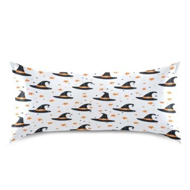 Imagem de Blueangle Capa de almofada de cetim com desenhos animados de bruxa para cabelo e pele, tamanho king size (50,8 x 101,6 cm) - Capas de almofada de cetim refrescantes com fecho de envelope (580)