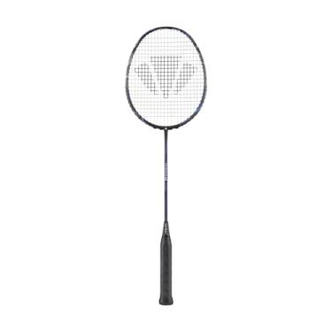 Imagem de CARLTON Raquete de badminton Velocitex V400, pré-amarrada, preta/roxa, Grip G5,