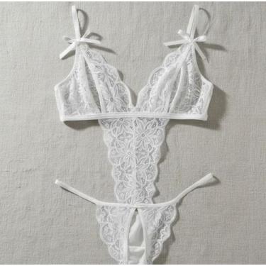 Imagem de Body Lingerie Sensual Rendada Com Abertura Íntima Luxo Sexy - Doce Des