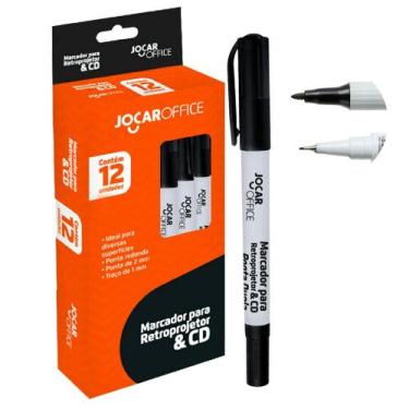 Imagem de Kit Com 12 Unidades Marcador Para Retroprojetor e CD Preto Azul Ponta 