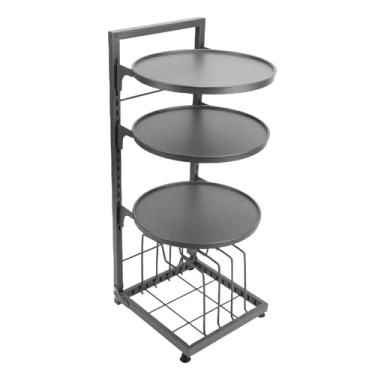 Imagem de Luqeeg Organizador de Potes de 4 Camadas Sob o Armário, Organizador de Armário de Cozinha, Rack de Armazenamento de Panela de Aço Carbono Ajustável para Armazenar Frutas, Legumes,