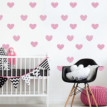 Imagem de Adesivo de Parede Infantil Coração Rosa Chevron