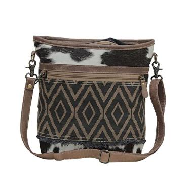 Imagem de Bolsa de ombro feminina de couro ocidental – Bolsa transversal de lona reciclada, Cedro