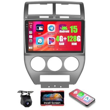 Imagem de Rádio veicular Android 15 de 4 + 128 GB para Jeep Compass 2007-2010 sem fio, Carplay, Android Auto, Realdio Car Stereo para bússola com tela sensível ao toque de 10,1 polegadas na célula, WiFi