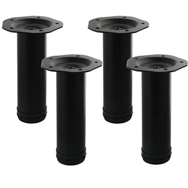 Imagem de Osring Pernas de móveis de metal, pés de mesa ajustáveis de 25 cm, preto, perna moderna redonda de aço resistente para sofá de armário de mesa de café, 4 peças