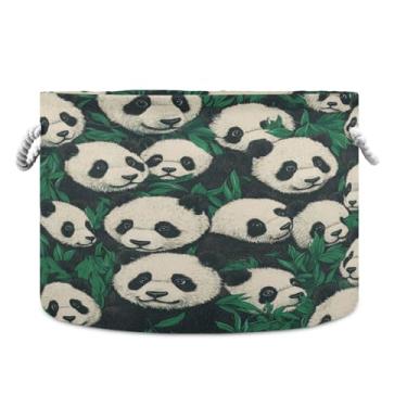 Imagem de WELLDAY Cesta de corda de algodão Pandas Cesta de lavanderia de bebê para sala de estar, lavanderia, berçário, travesseiros, decoração de casa
