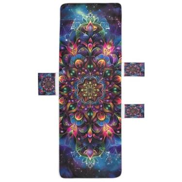 Imagem de STAYTOP Linda capa de toalha de cadeira de salão com estampa de mandala, capa macia para espreguiçadeira, capas de cadeira de praia com bolsos para jardim ao ar livre, pátio, pátio, banhos de sol