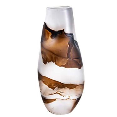 Imagem de YYBOES Vaso de vidro para decoração de vaso de flores, vaso de vidro com textura pintada à mão, moderno, minimalista, arranjo de flores criativo para decoração de sala de estar, vaso de flores