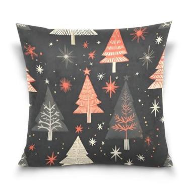 Imagem de Wassud Capa de almofada decorativa vintage de árvore de Natal 45,7 x 45,7 cm para sofá, sofá, casa, casa de fazenda, decoração de quarto
