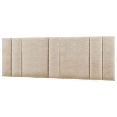 Imagem de Cabeceira Estofada Iluminação Led Glow Cama King Size 200 Cm Linho Bege