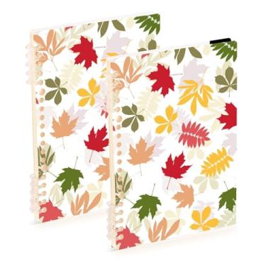 Imagem de Burbuja Cadernos de folhas de outono, papel pautado universitário A5 com 60 folhas, fichário para escritório, 2 unidades