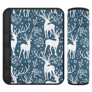 Imagem de Burbuja Capa de cinto de segurança de carro de flocos de neve de veado protetor de cinto de segurança de carro macio confortável para alça de ombro de assento, 1 par pequeno