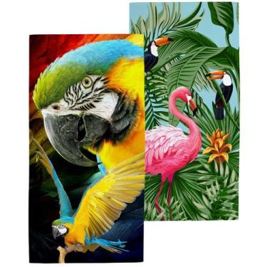Imagem de Kit 2 Toalhas de Praia Banhão Teka Málaga 75x150 cm Estampa:AR-FL