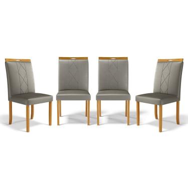 Imagem de Kit Com 4 Cadeiras Ana Madeira Maciça Estofadas Para Mesa De Jantar