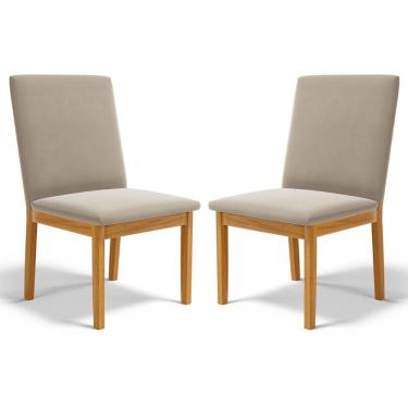 Imagem de Kit Com 2 Cadeiras Daniela Madeira Maciça Estofada Para Mesa De jantar