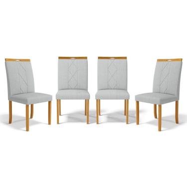 Imagem de Kit Com 4 Cadeiras Ana Madeira Maciça Estofadas Para Mesa De Jantar