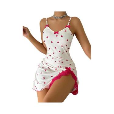 Imagem de Camisola Sexy Feminina Com Detalhes Em Renda, Vestido De Dormir Sem Ma