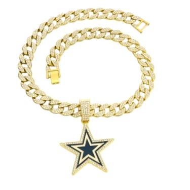 Imagem de ZENRUIMING Colar de estrela azul de strass exagerado, colar grosso masculino e feminino hip hop, One size, Zinco, Strass