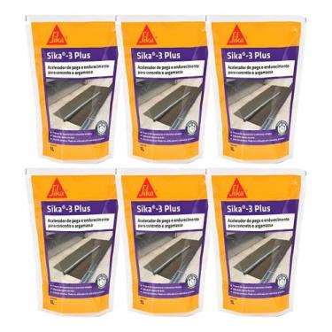 Imagem de 6 Sika-3 Plus - Acelerador De Pega Argamassa e Concreto 1 Litro
