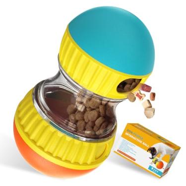 Imagem de BSISUERM Dispensador de petiscos para cães, brinquedo ajustável, alimentador lento, bola rolante, brinquedos interativos para cães pequenos, médios e grandes para mantê-los ocupados