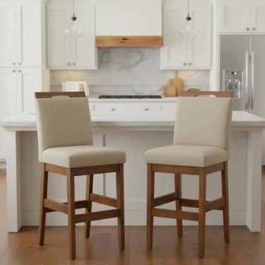 Imagem de Kit 2 Banquetas Baixa 60cm Estofada com encosto Bancada Americana Cozi