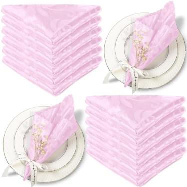 Imagem de Aormenzy Pacote Com 50 Guardanapos Rosa Claro 17 X 17" Tecido Jacquard Recortado Brocado Quadrado Sedoso Para Casamento, Banquete, Decoração De Festa