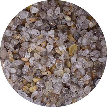 Imagem de Contas de pedra de pedra de 5 a 8 mm de quartzo rutilado, cerca de 400 peças de pedras preciosas irregulares de cura com pedras soltas de cristal perfuradas para fazer pulseiras de artesanato (5 a 8 mm, quartzo rutilado)