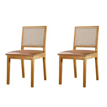 Imagem de Kit 2 Cadeiras De Telinha Atenas Em Mad Maciça Tauari E Cour Mel