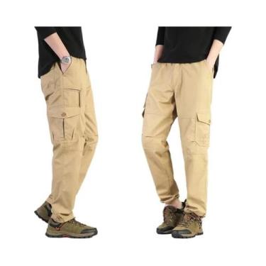Imagem de Calças Cargo Táticas Masculinas De Tamanho Grande Com Cintura Elástica