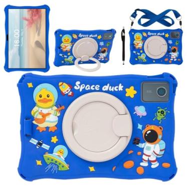 Imagem de Misenya Capa para tablet Lenovo M11 11 polegadas bonito desenho 3D capa multi-ângulo para tablet Lenovo M11 2024 TB330FU/TB331FC (espaço azul marinho)