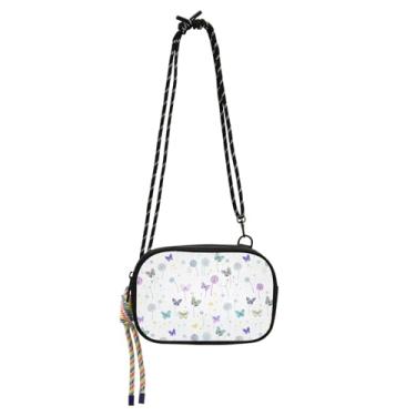 Imagem de Lindas girafas de desenho animado bolsa transversal masculina alça ajustável, bolsas transversais para escola, Dente-de-leão de borboletas coloridas, One Size