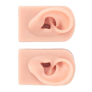 Imagem de Hyuduo Modelo de Orelha de Silicone, 2 Peças, Flexível, Macio, Reutilizável, Pele Humana, Orelha para Piercing, Prática de Acupuntura, Treinamento, Exibição de Joias (Pele clara)